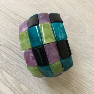 Colorful Beaded Stones Stretch Statement Bracelet